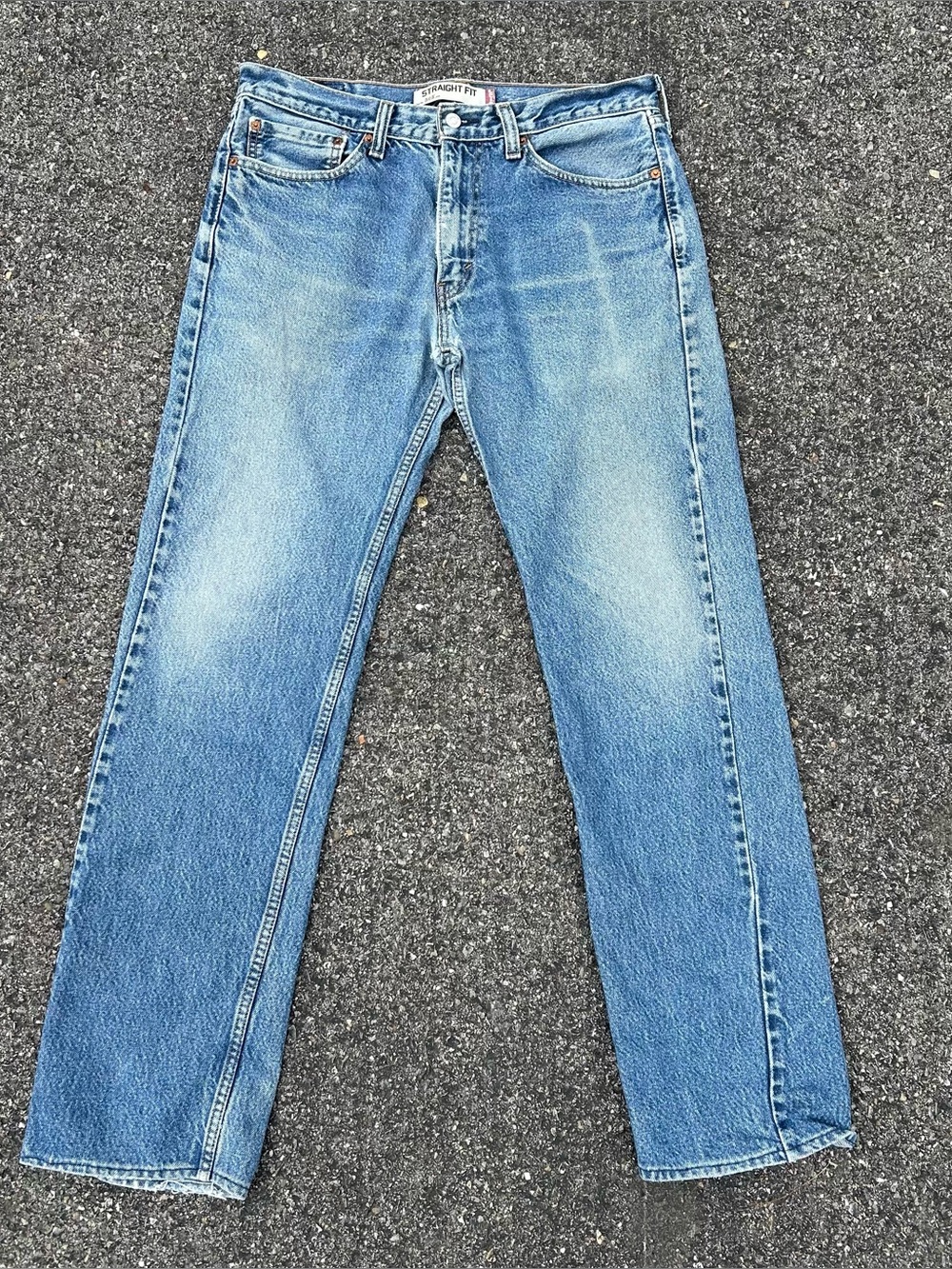 Vintage Y2K Levi’s 505 Straight Fit 34X36 Patched Distressed Cowboy Fade